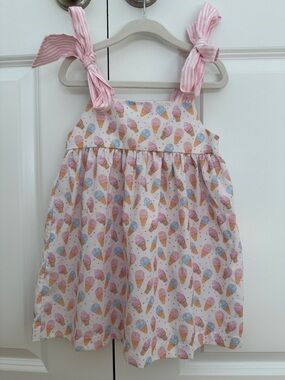 Girls' Pink Ice Cream Print Sundress with Tie Straps